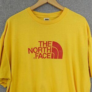 The North Face T-Shirt Size XL Yellow‎ Red Logo Distressed Faded Tee